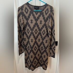 Geometric print sweater dress